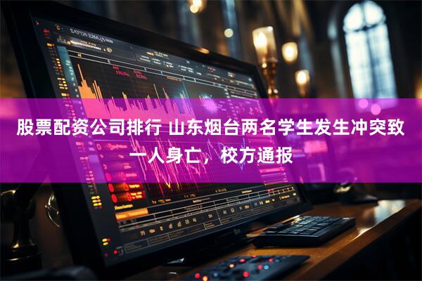 股票配资公司排行 山东烟台两名学生发生冲突致一人身亡，校方通报